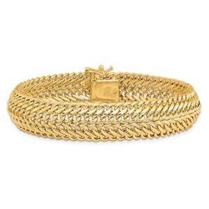 14k Gold Fancy Link Bracelet, 7.5 inches long, New